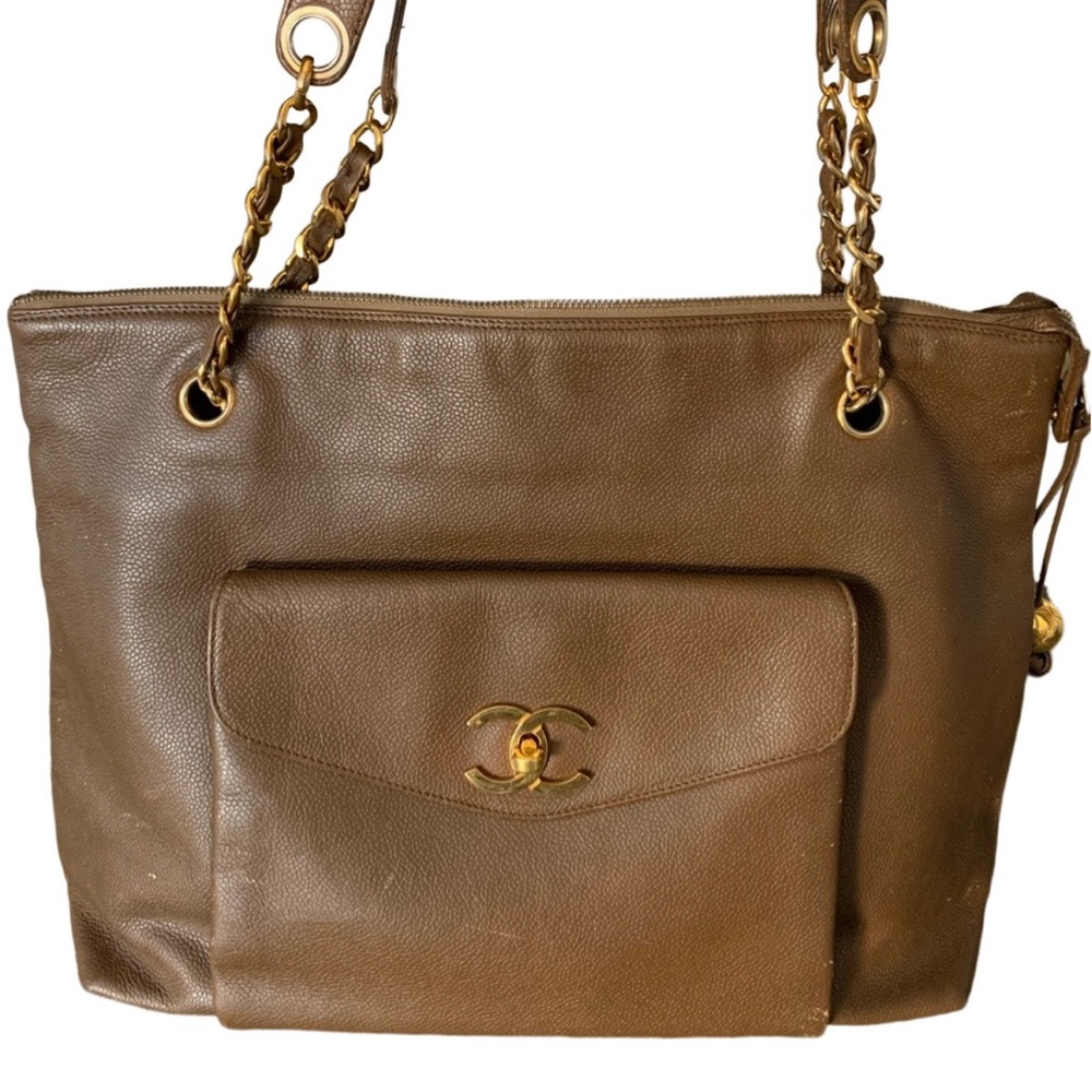 Large Chanel CC Tote Bag - Authentic - Vintage - Caviar Leather